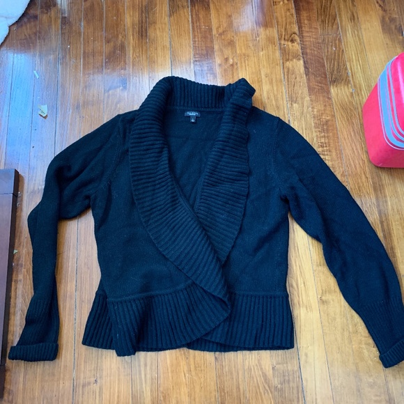 Talbots nylon and lambs wool shawl collar open cardigan. Worn a few tines. Retai - Picture 1 of 4